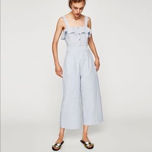 🍋NWT striped jumpsuit with ruffles